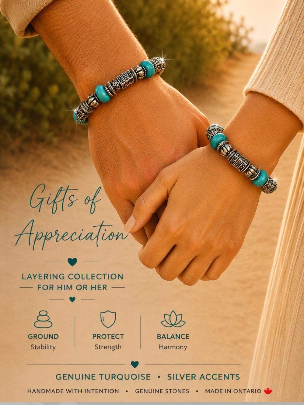 2 for $30 Turquoise Genuine Stone Bead Silver-Tone Stretch Bracelet